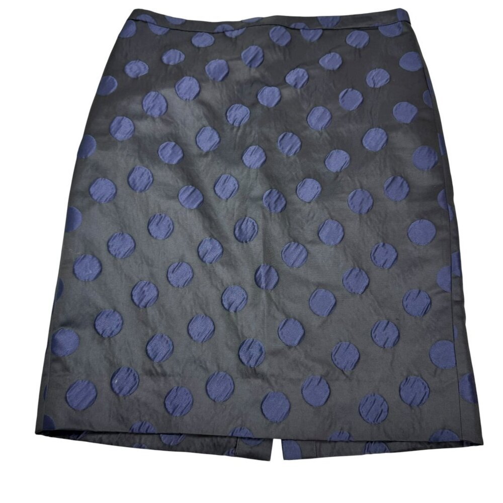 J.Crew Black Navy Polka Dot Jacquard Pencil Skirt | Size 2 Classic Lined